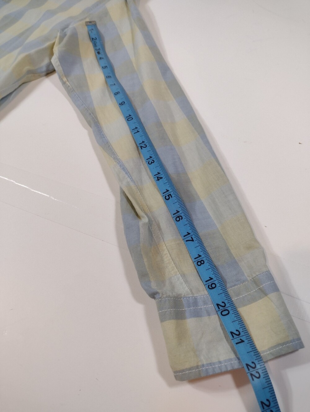 What Goes Around Comes Around Men's Blue & Cream Plaid Button-Up Shirt - Picture 10 of 11